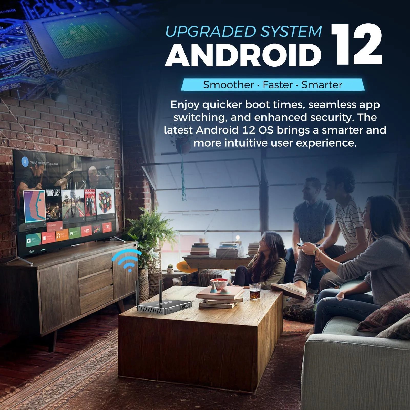 vSeeBox Elite Ultra running Android 12 for faster performance and smooth streaming experience