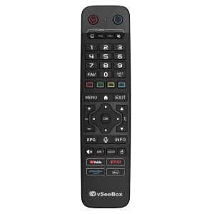 vSeeBox V6 Max remote control with voice command and shortcut buttons